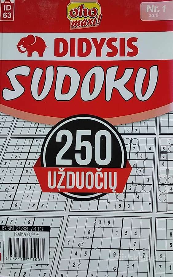 Didysis sudoku 2018 Nr.1. 250 užduočių