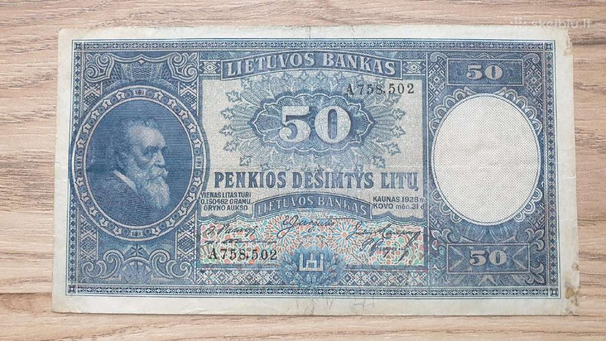 1928 metų 50 litų smetoniškas