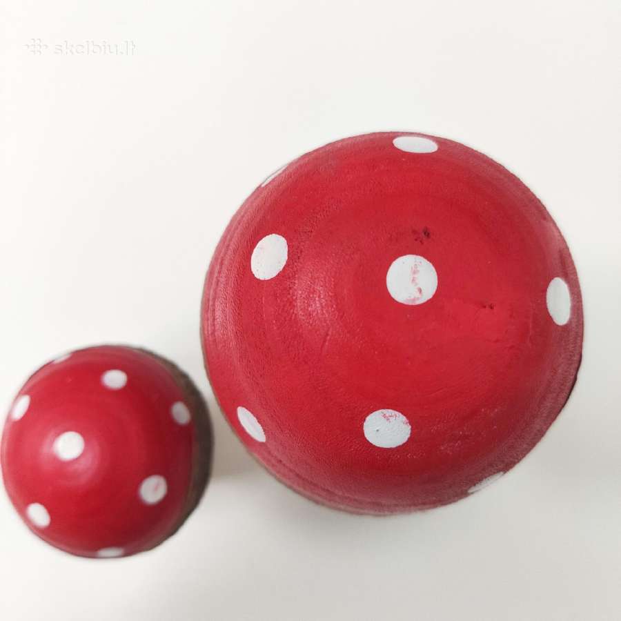 Medinės musmirės dekoracijos 2 vnt - nuotraukos Nr. 3
