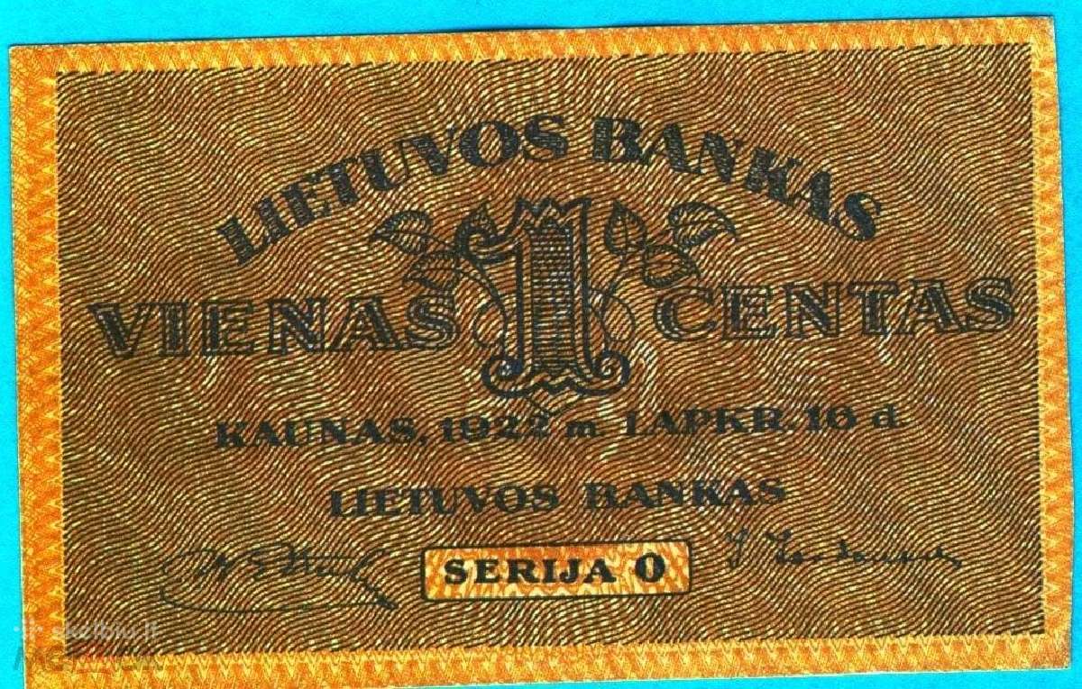 Lietuva 1922 m 1 centas - nuotraukos Nr. 2