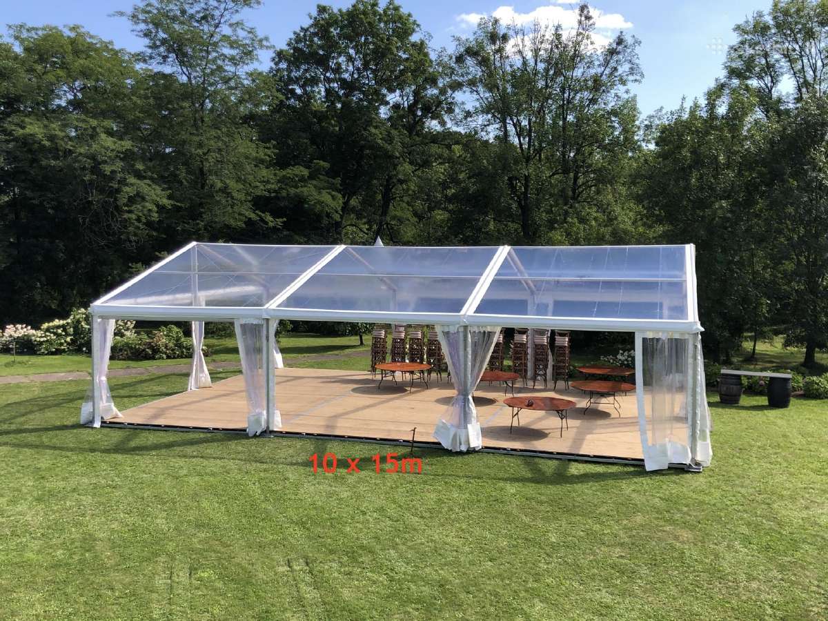 200kvm Skaidrus tentinis paviljonas, grindu danga