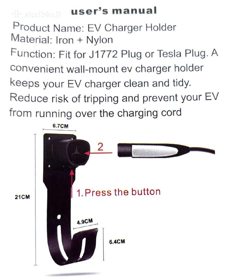 Tesla Nacs įkrovimo laido ir kištuko laikiklis - nuotraukos Nr. 7