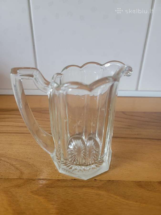 Art deco stiliaus skaidraus stiklo ąsotėlis - nuotraukos Nr. 3
