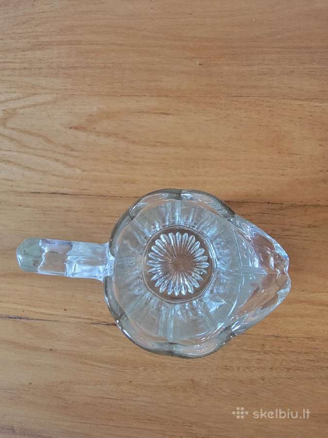 Art deco stiliaus skaidraus stiklo ąsotėlis - nuotraukos Nr. 4