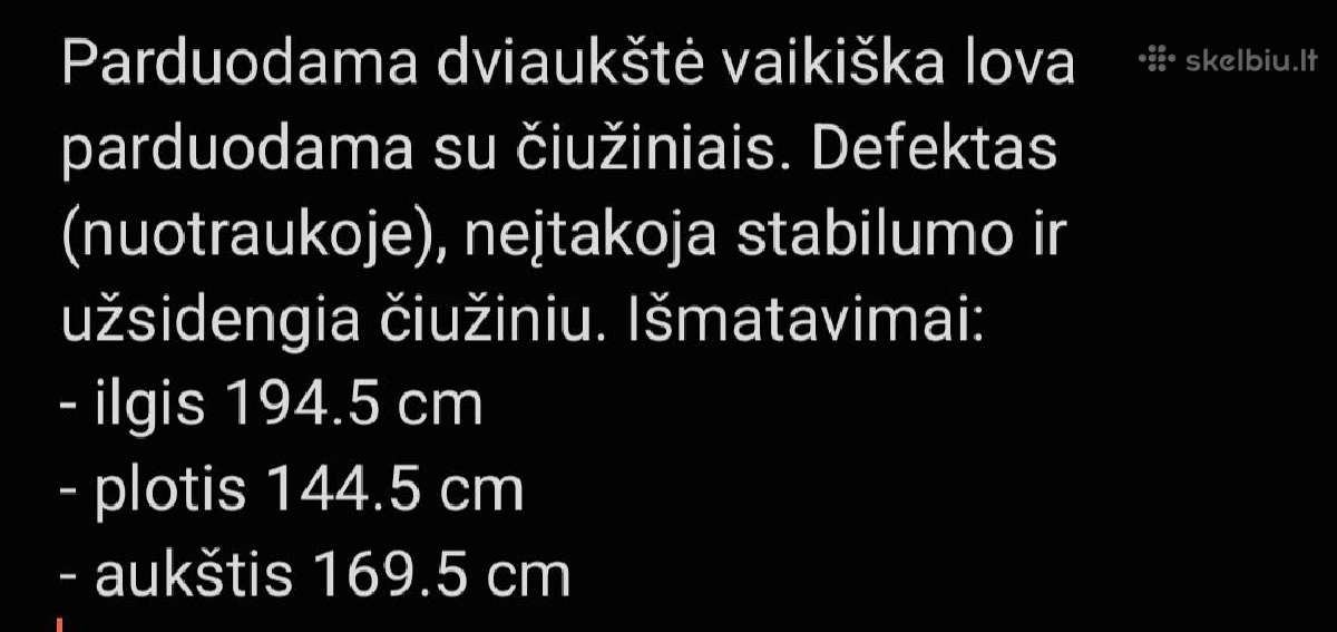 Dviaukštė vaikiška lova su čiužiniais - nuotraukos Nr. 10