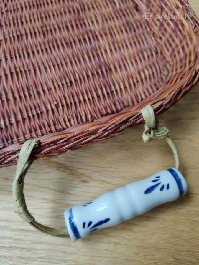 Padėklas su porcelianinėmis rankenėlėm vintažas - nuotraukos Nr. 3