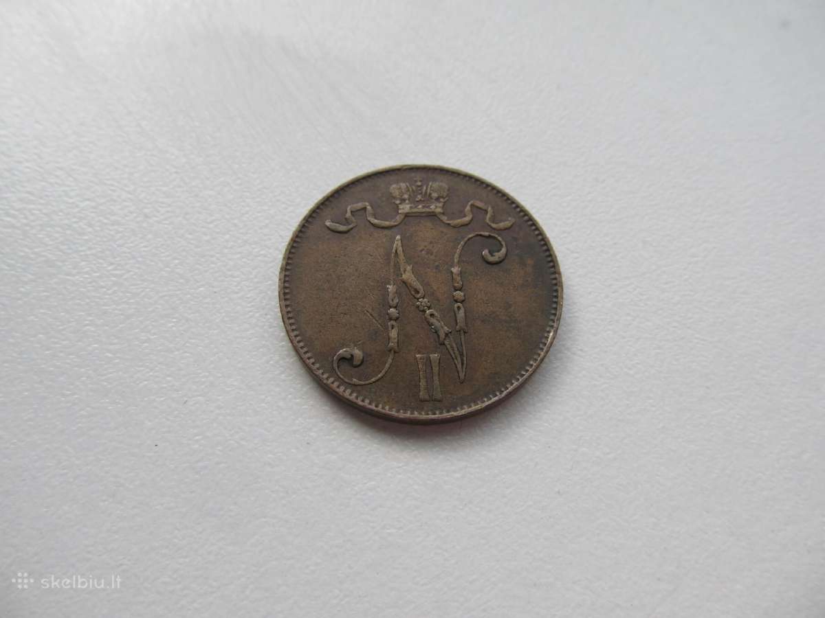 5 pennia , Suomija Rusija , 1907,1908,1911, 1915 - nuotraukos Nr. 2