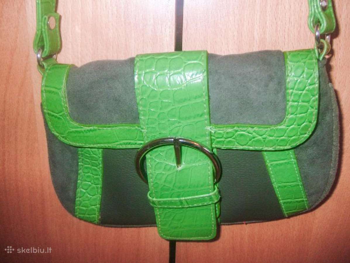 Rankinė žalios spalvos nedidukė ilga rankena - nuotraukos Nr. 2