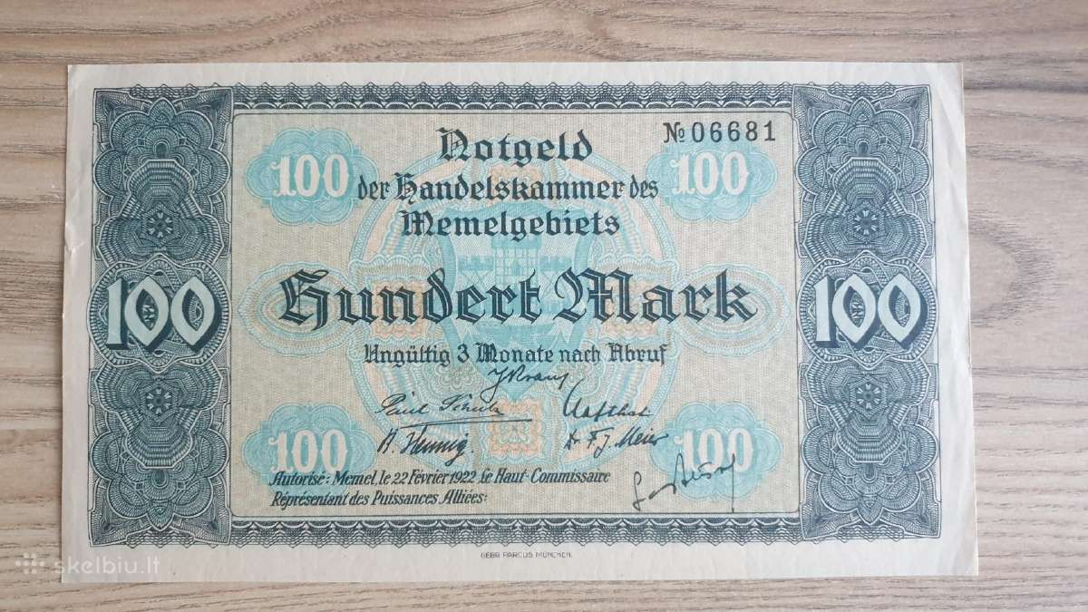 1922 metų 100 Memel markių - nuotraukos Nr. 2