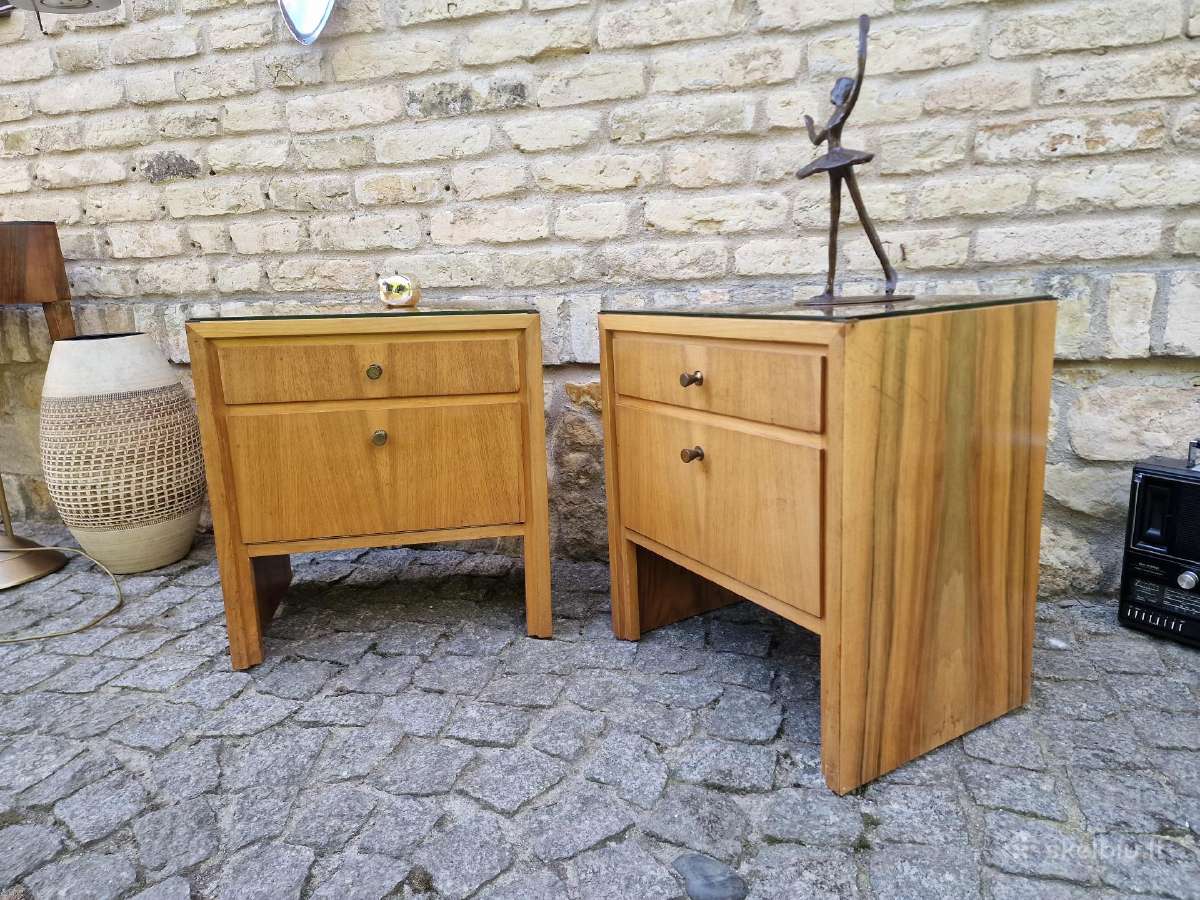 Vintažinės mid century spintelės prie lovos - nuotraukos Nr. 8