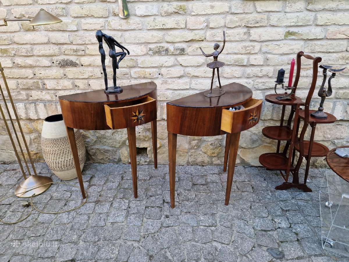 Vintažinės mid century raudonmedžio konsolės - nuotraukos Nr. 9