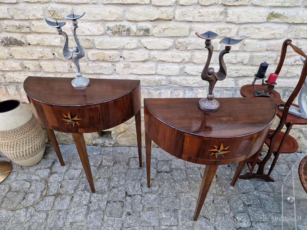 Vintažinės mid century raudonmedžio konsolės - nuotraukos Nr. 15
