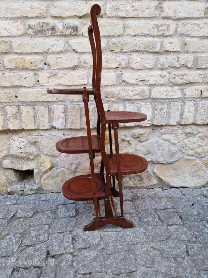 Vintažinis Art Nouveau raudonmedžio stovas