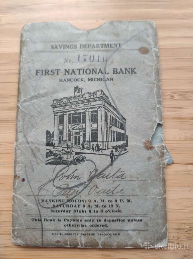 JAV. Mičiganas. First national bank aplankas
