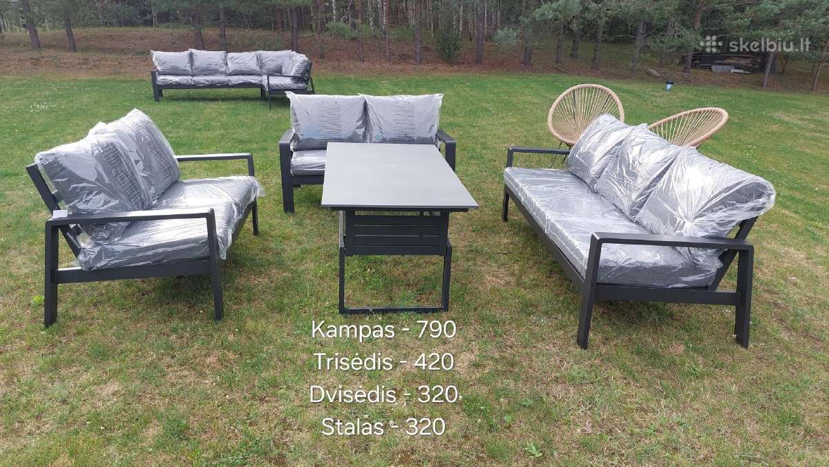 Aliuminis kampas,sofa. Aliuminiai foteliai. Stalas - nuotraukos Nr. 7