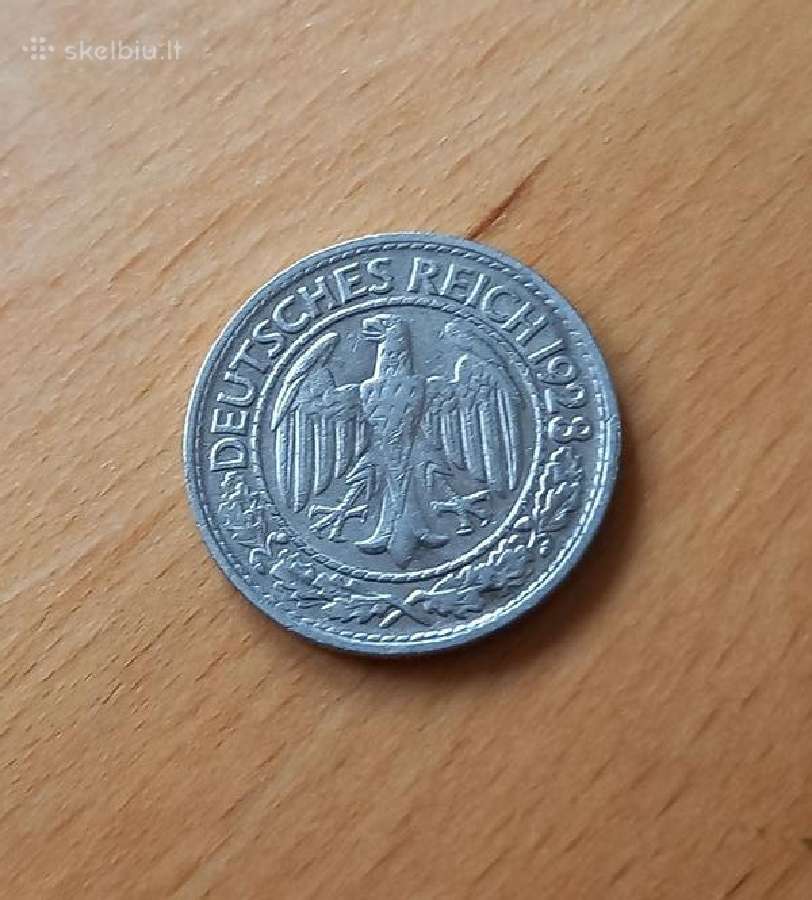 Vokietija - Veimaras 1928 D 50 reichspfenigiu - nuotraukos Nr. 2