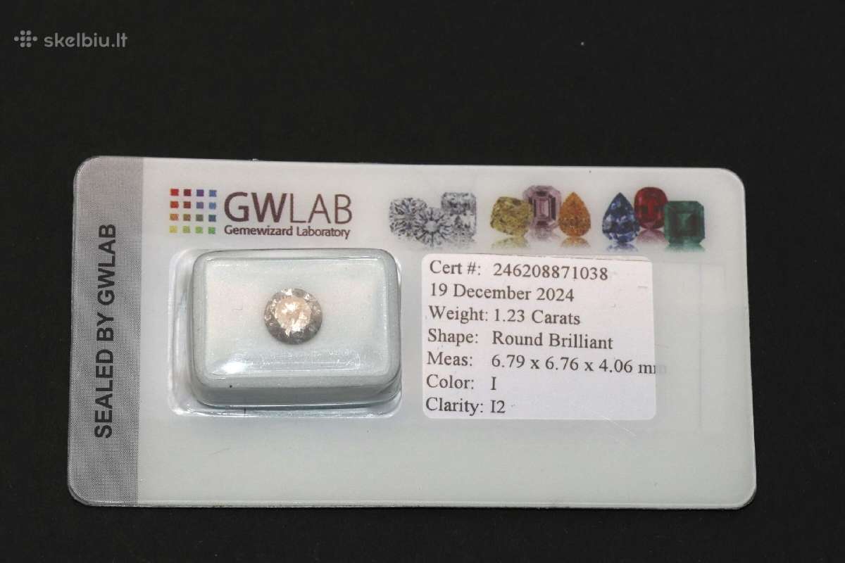 Briliantas, 1.23 ct, 6.79 x 6.76 x 4.06 мм - nuotraukos Nr. 2