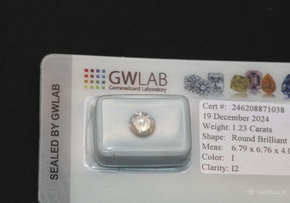 Briliantas, 1.23 ct, 6.79 x 6.76 x 4.06 мм - nuotraukos Nr. 3