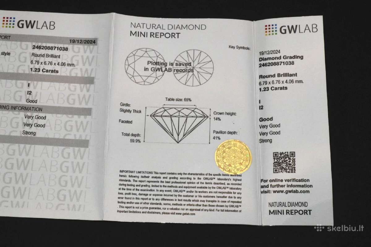 Briliantas, 1.23 ct, 6.79 x 6.76 x 4.06 мм - nuotraukos Nr. 5