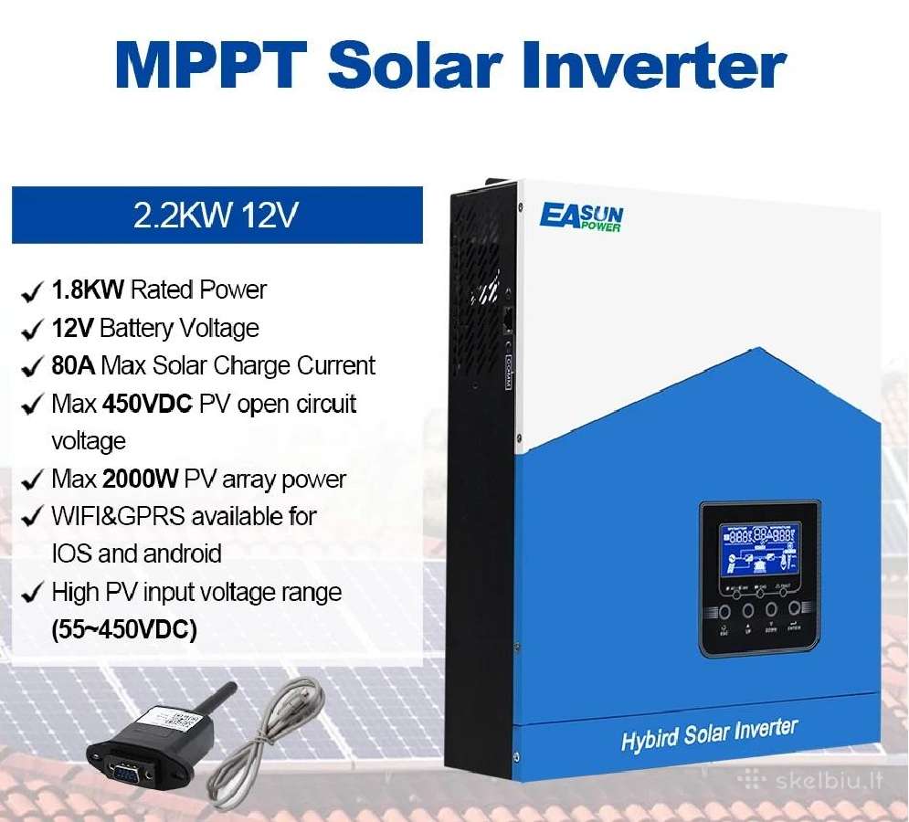 Hibridinis inverteris - off grid 12v 2.2kw su WiFi