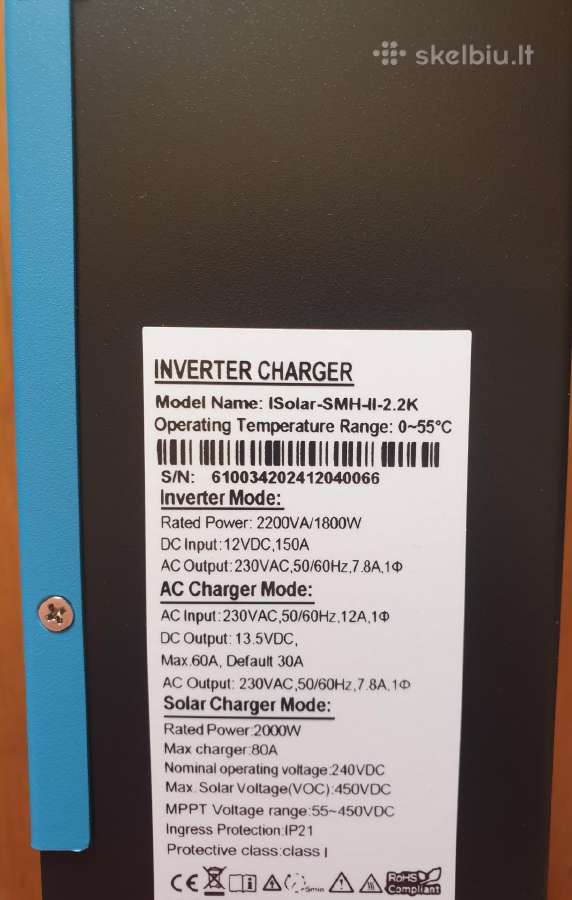 Hibridinis inverteris - off grid 12v 2.2kw su WiFi - nuotraukos Nr. 8