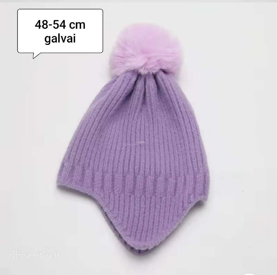 Kepurė žiemai mergaitei nauja 48-54 cm galvos ap.
