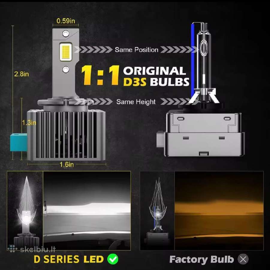 LED D8s 6000k lempučių kompl. - nuotraukos Nr. 2