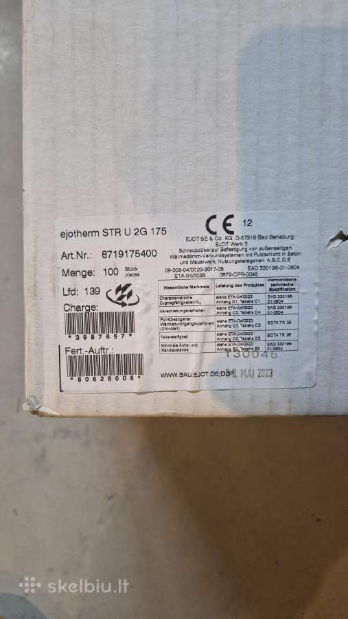 Smeigė šiltinimui Ejotherm Str U 2g, 175mm -48vnt