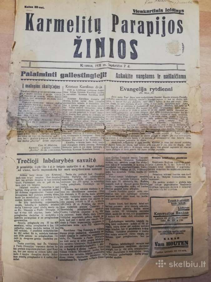 Karmelitu parapijos zinios 1931m