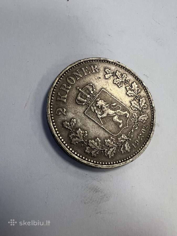 Norvegija 2 kronos, 1902 metai sidabras