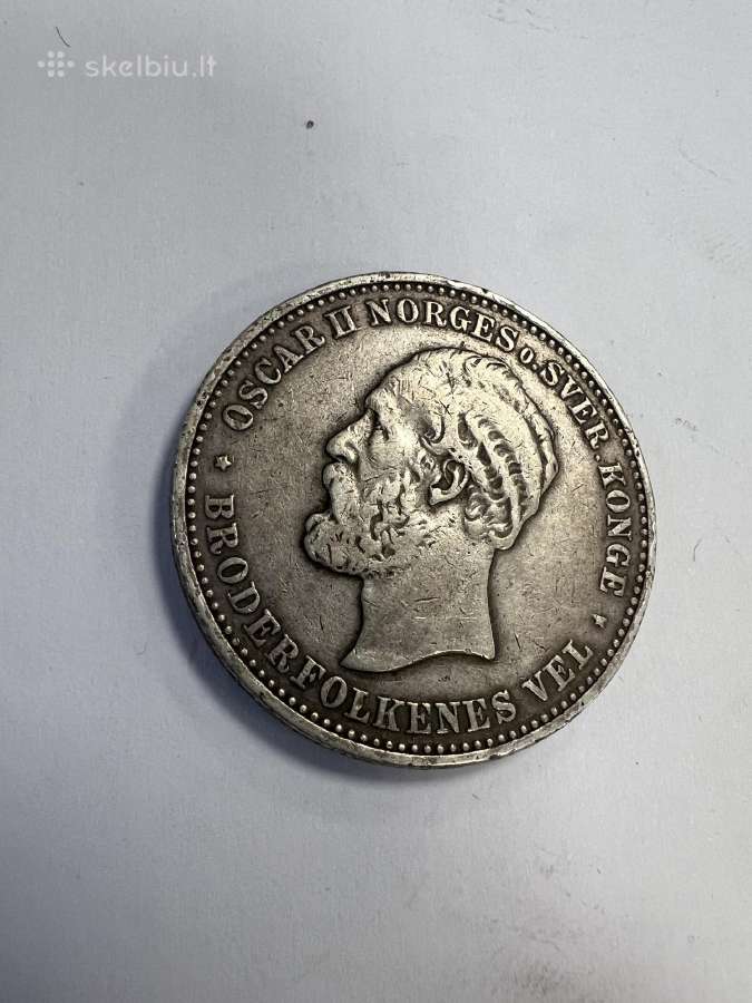 Norvegija 2 kronos, 1902 metai sidabras - nuotraukos Nr. 2