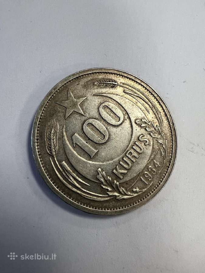 Turkija 100 kurušų, 1934 sidabras - nuotraukos Nr. 2