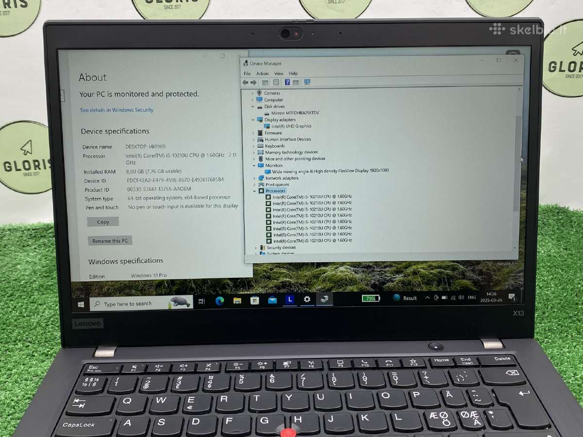 Lenovo Thinkpad X13 Gen 1 i5-10210u 256ssd #1-125 - nuotraukos Nr. 4