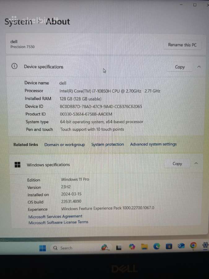 Dell Precision 7550 128gb RAM, 1tb SSD, 17, Win11 - nuotraukos Nr. 5