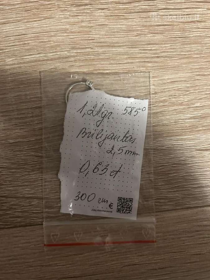 Parduodamas balto aukso žiedas su brilijantu. - nuotraukos Nr. 2