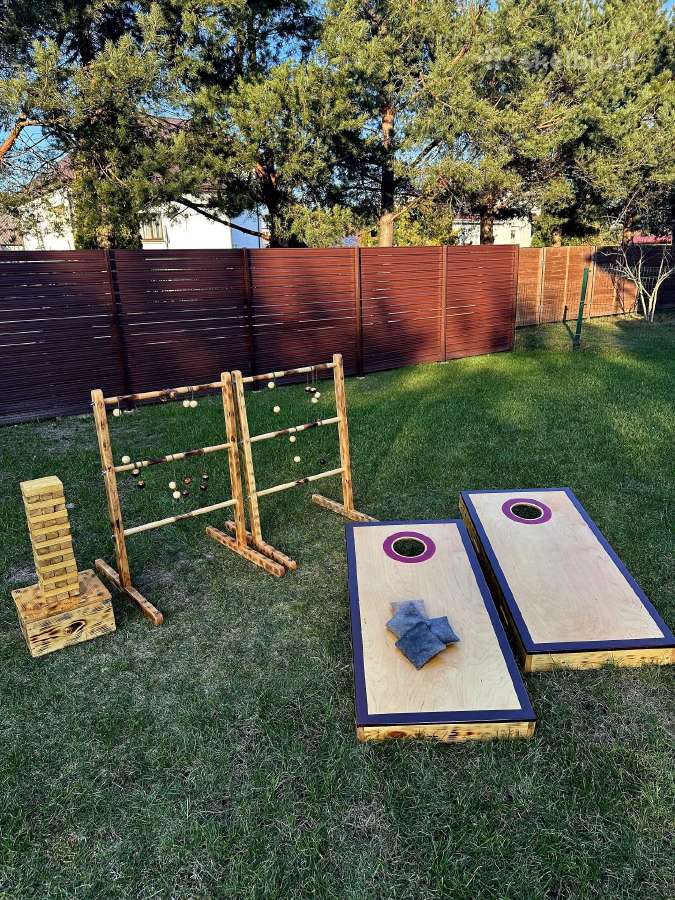 Lauko žaidimų Cornhole,golfo kopėtėlių,jenga nuoma - nuotraukos Nr. 3