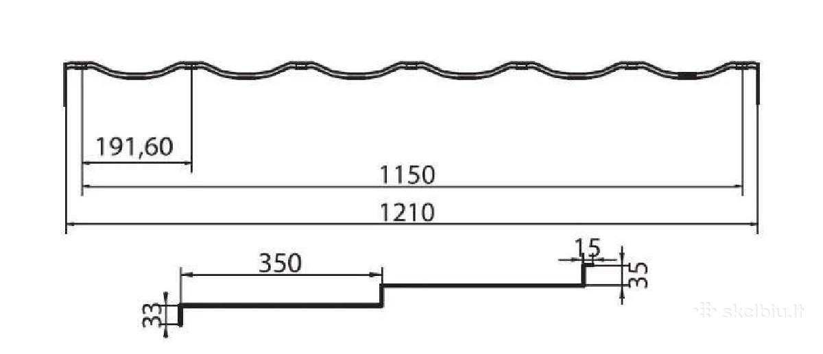 Modulinės plieno čerpės "Moderno" 0,47mm - nuotraukos Nr. 5