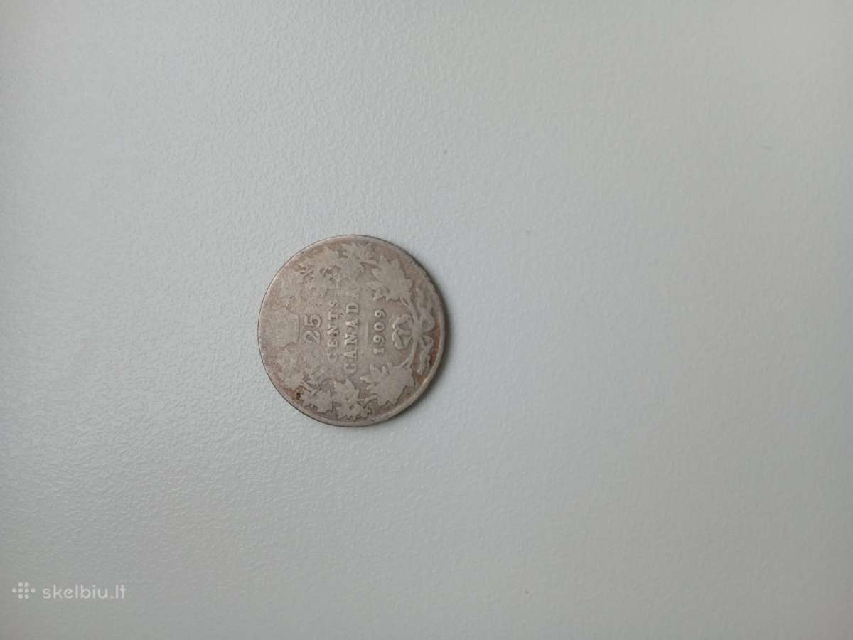1909 Canada 25 cents Sidabras