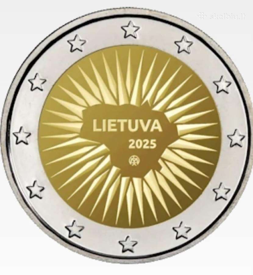 Nauja 2025 m. 2 eur. Lietuvos moneta.