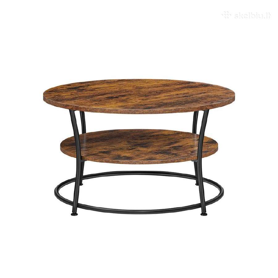Vasagle apvalus kavos staliukas su lentyna, 80 cm