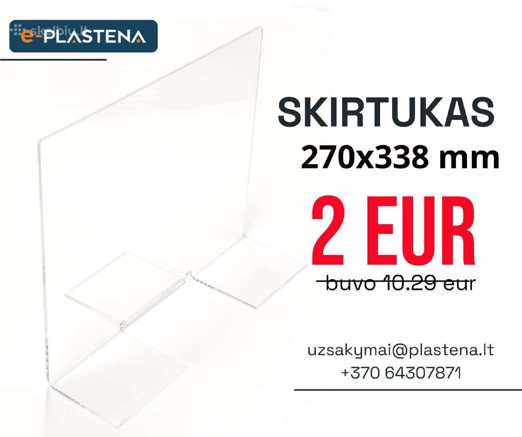 Skaidrus 4mm organinio stiklo skirtukas