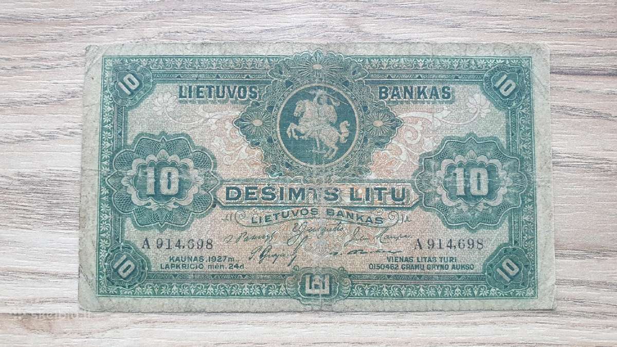 1927 metų 10 litų banknotas