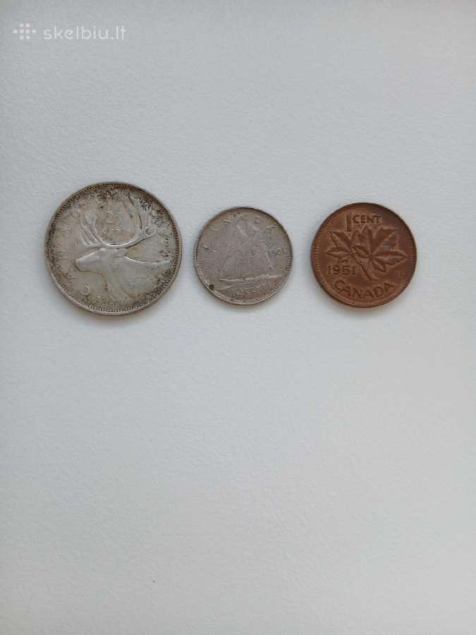 Canada 25 Cents 1954 Sidabras + 1951 - nuotraukos Nr. 2