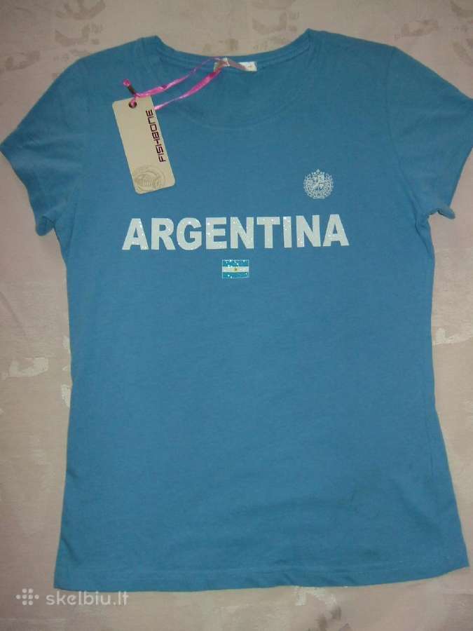 Mėlyni marškinėliai su užrašu Argentina moterims