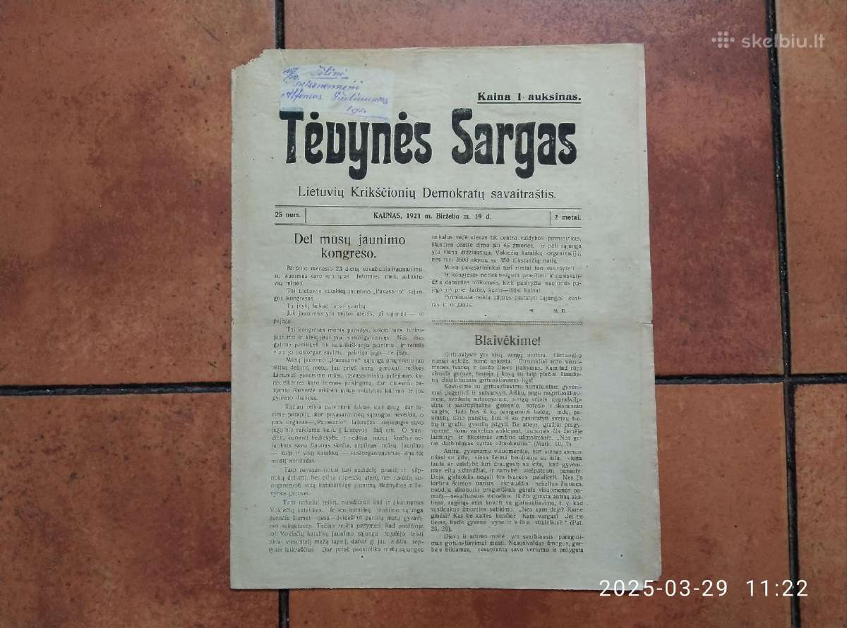 "Tėvynės sargas" 1921 m. 1993 m. - nuotraukos Nr. 3