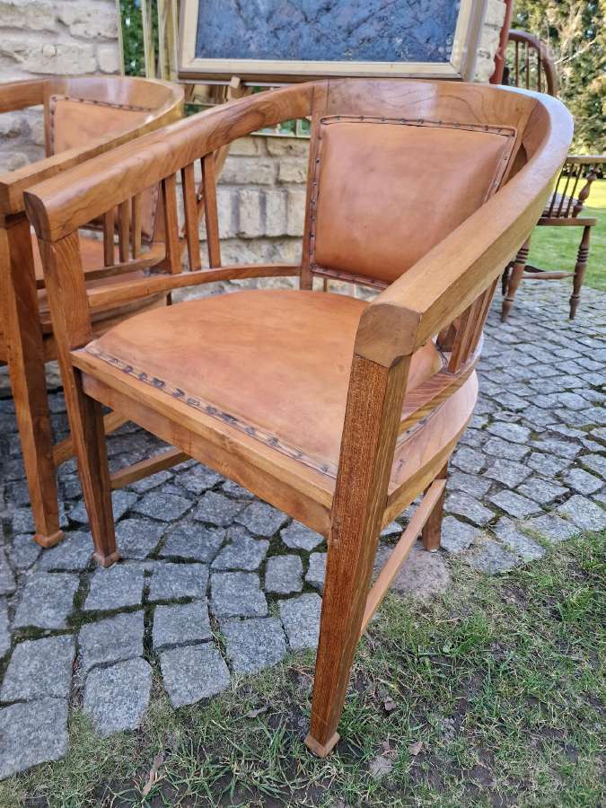 Vintažinės tikmedžio masyvo valgomojo odinės kėdės - nuotraukos Nr. 18