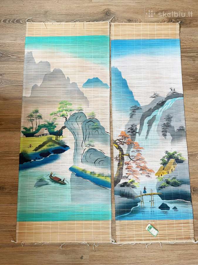 Du paveikslai ant bambuko iš Vietnamo