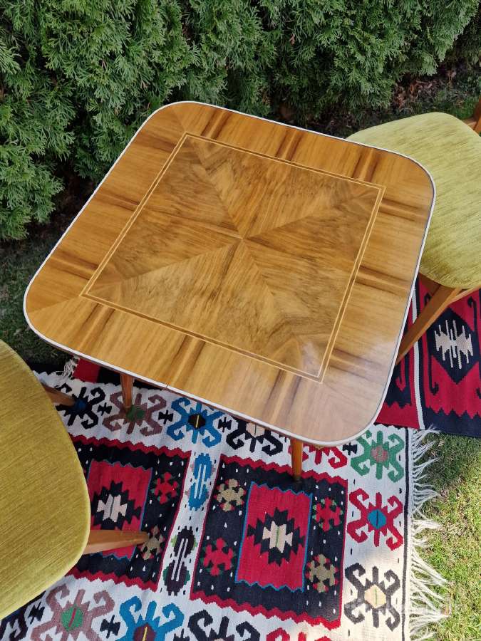 Vintažinis mid century riešutmedž. kavos staliukas - nuotraukos Nr. 37