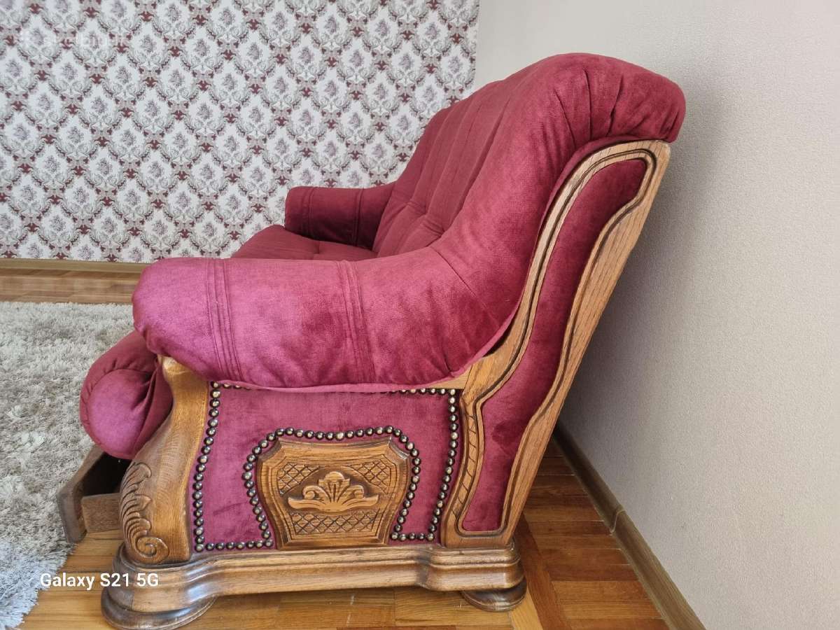 Ąžuolinė trivietė sofa. - nuotraukos Nr. 2