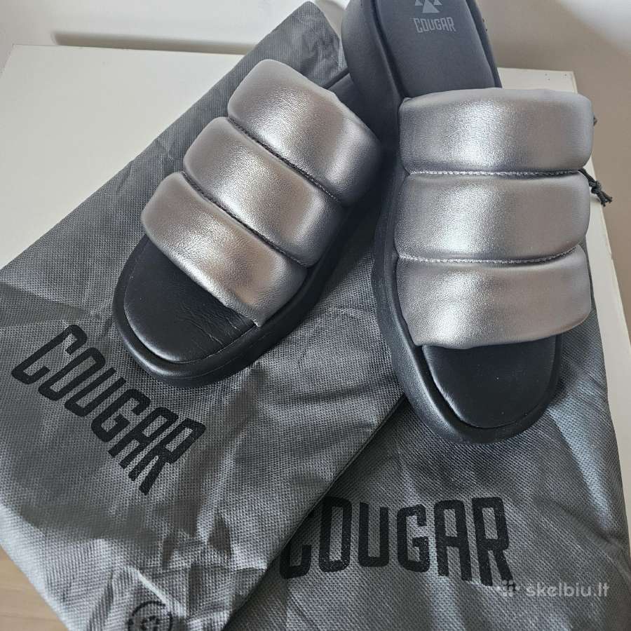 Cougar odinės sidabro spalvos šlepetės - nuotraukos Nr. 7